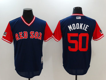 Personalized Red Sox 50 Mookie Betts Mookie Navy 2018 Players’ Weekend Authentic Team Jersey