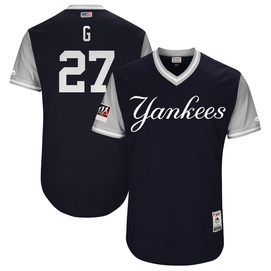 Personalized Yankees 27 Giancarlo Stanton G Navy 2018 Players’ Weekend Authentic Team Jersey