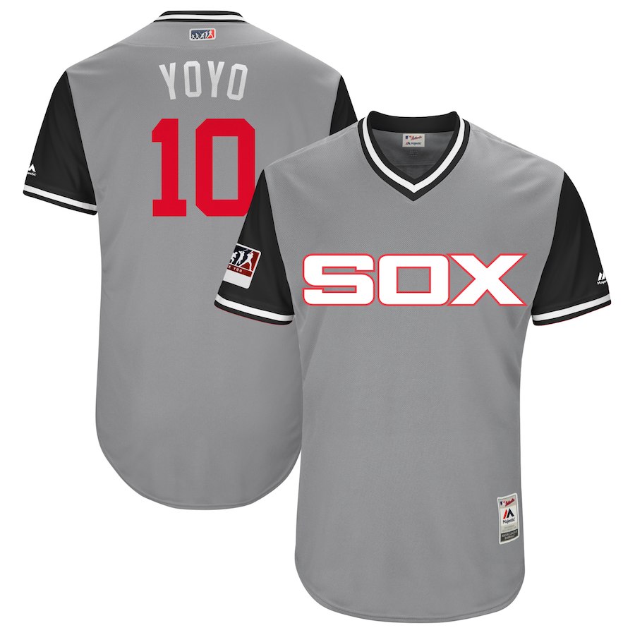 Personalized White Sox 10 Yoan Moncada Yoyo Gray 2018 Players’ Weekend Authentic Team Jersey