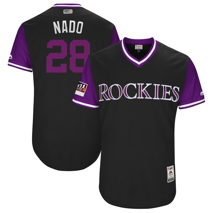 Personalized Rockies 28 Nolan Arenado Nado Black 2018 Players’ Weekend Authentic Team Jersey