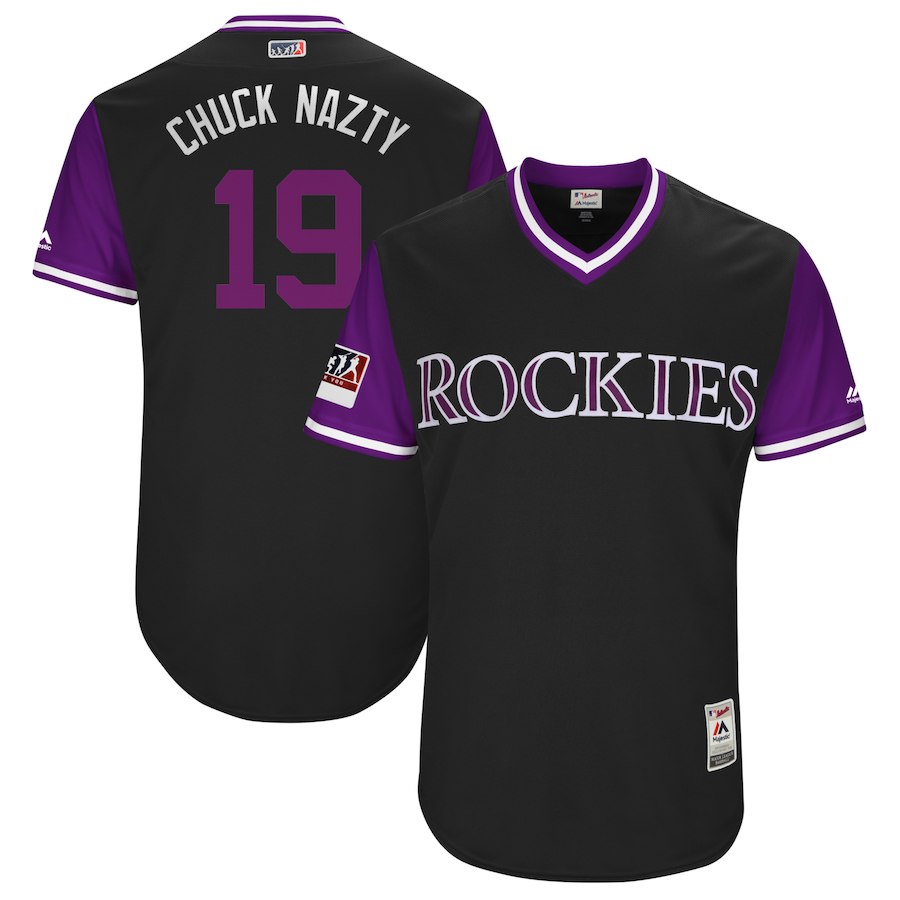 Personalized Rockies 19 Charlie Blackmon Chuck Nazty Black 2018 Players’ Weekend Authentic Team Jersey