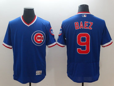 Personalized Cubs 9 Javier Baez Royal Throwback Flexbase Jersey