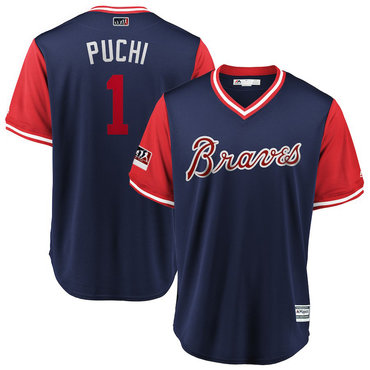 Personalized Braves 1 Ozzie Albies Puchi Navy 2018 Players’ Weekend Authentic Team Jersey