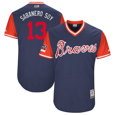 Personalized Braves 13 Ronald Acuna Jr. Sabanero Soy Navy 2018 Players’ Weekend Authentic Team Jersey