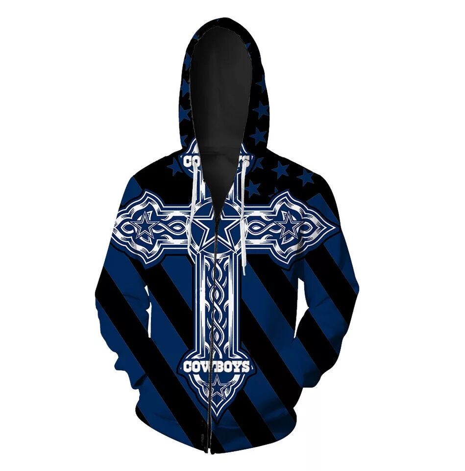 Personalized Dallas Cowboys Full Zip 3D Hoodie