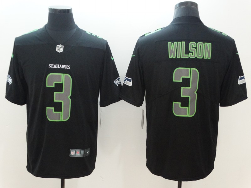 Personalized Seahawks 3 Russell Wilson Black Impact Limited Jersey