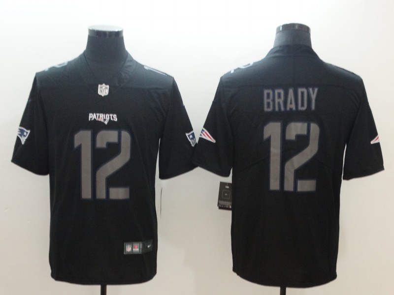 Personalized Patriots 12 Tom Brady Black Impact Limited Jersey