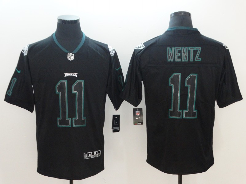 Personalized Eagles 11 Carson Wentz Black Shadow Legend Limited Jersey