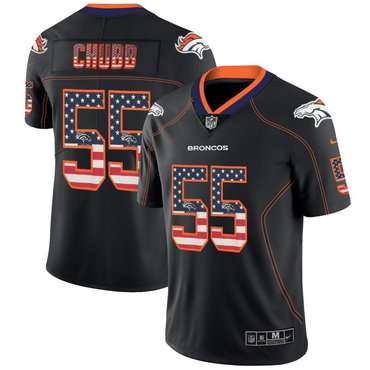 Personalized Broncos 55 Bradley Chubb Black USA Flag Fashion Limited Jersey