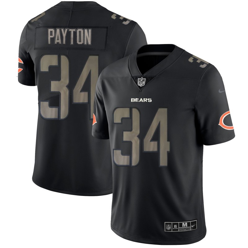 Personalized Bears 34 Wlater Payton Black Impact Limited Jersey