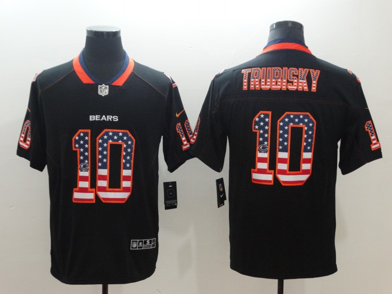 Personalized Bears 10 Mitchell Trubisky Black USA Flag Fashion Limited Jersey