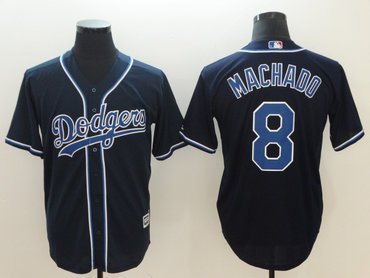 Personalized Dodgers 8 Manny Machado Navy Cool Base Jersey