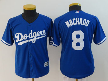 Personalized Dodgers 8 Manny Machado Royal Youth Cool Base Jersey