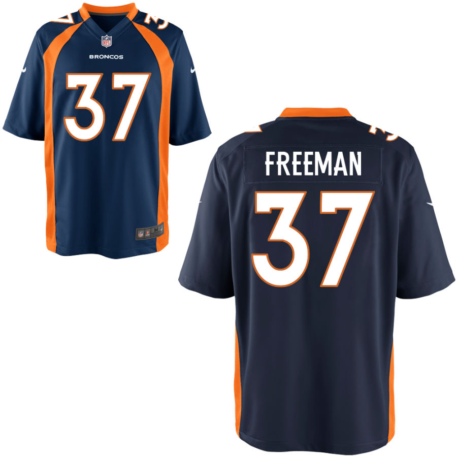 Personalized Broncos 37 Royce Freeman Navy Alternate Elite Jersey