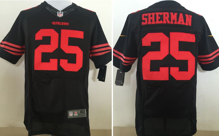 Personalized 49ers #25 Richard Sherman Black Alternate Men’s Stitched NFL Elite Jersey