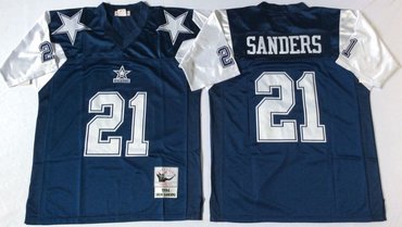 Personalized Cowboys 21 Deion Sanders Blue Throwback Jersey