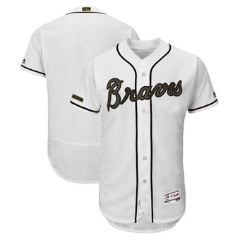 Personalized Men’s Atlanta Braves Majestic White 2018 Memorial Day Authentic Collection Flex Base Team Jersey