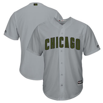 Personalized Men’s Chicago Cubs Majestic Gray 2018 Memorial Day Cool Base Team Jersey