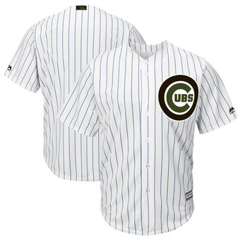 Personalized Men’s Chicago Cubs Majestic White 2018 Memorial Day Cool Base Team Jersey