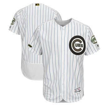 Personalized Men’s Chicago Cubs Majestic White 2018 Memorial Day Authentic Collection Flex Base Team Jersey
