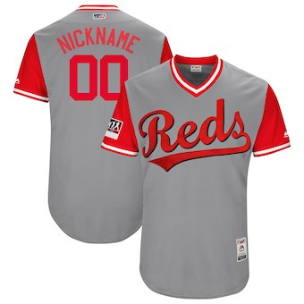 Personalized Men’s Cincinnati Reds Majestic Gray 2018 Players’ Weekend Authentic Flex Base Jersey