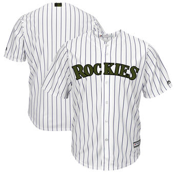 Personalized Men’s Colorado Rockies Majestic White 2018 Memorial Day Cool Base Team Jersey