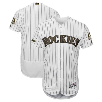 Personalized Men’s Colorado Rockies Majestic White 2018 Memorial Day Authentic Collection Flex Base Team Jersey