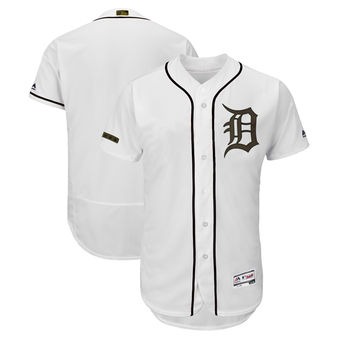Personalized Men’s Detroit Tigers Majestic White 2018 Memorial Day Authentic Collection Flex Base Team Jersey