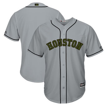 Personalized Men’s Houston Astros Majestic Gray 2018 Memorial Day Cool Base Team Jersey