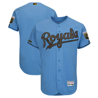 Personalized Men’s Kansas City Royals Majestic Light Blue 2018 Memorial Day Authentic Collection Flex Base Team Jersey