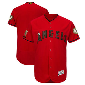 Personalized Men’s Los Angeles Angels Majestic Scarlet 2018 Memorial Day Authentic Collection Flex Base Team Jersey