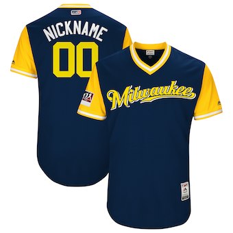 Personalized Men’s Milwaukee Brewers Majestic Navy 2017 Players Weekend Authentic Team Jersey