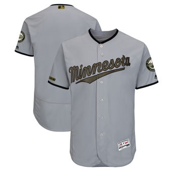 Personalized Men’s Minnesota Twins Majestic Gray 2018 Memorial Day Authentic Collection Flex Base Team Jersey
