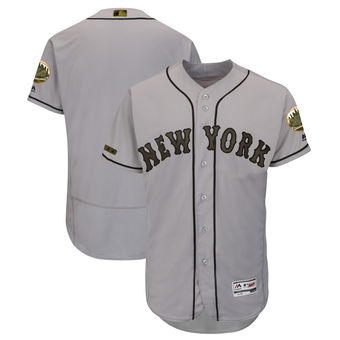 Personalized Men’s New York Mets Majestic Gray 2018 Memorial Day Authentic Collection Flex Base Team Jersey