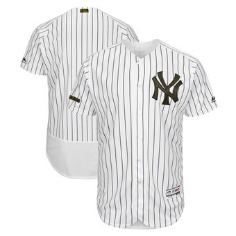 Personalized Men’s New York Yankees Majestic White 2018 Memorial Day Authentic Collection Flex Base Team Jersey