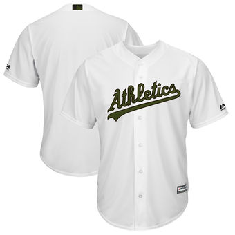 Personalized Men’s Oakland Athletics Majestic White 2018 Memorial Day Cool Base Team Jersey