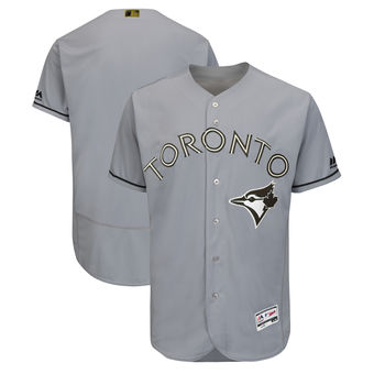 Personalized Men’s Toronto Blue Jays Majestic Gray 2018 Memorial Day Authentic Collection Flex Base Team Jersey