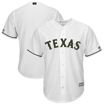 Personalized Men’s Texas Rangers Majestic White 2018 Memorial Day Cool Base Team Jersey
