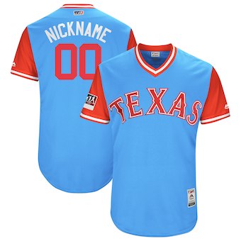 Personalized Men’s Texas Rangers Majestic Light Blue 2018 Players’ Weekend Authentic Flex Base Jersey