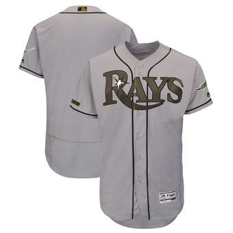 Personalized Men’s Tampa Bay Rays Majestic Gray 2018 Memorial Day Authentic Collection Flex Base Team Jersey