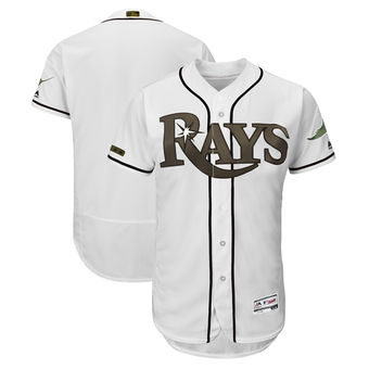 Personalized Men’s Tampa Bay Rays Majestic White 2018 Memorial Day Authentic Collection Flex Base Team Jersey