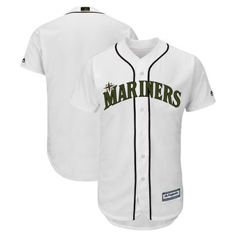 Personalized Men’s Seattle Mariners Majestic White 2018 Memorial Day Cool Base Team Jersey