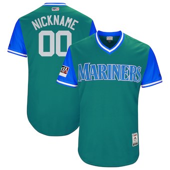 Personalized Men’s Seattle Mariners Majestic Aqua 2018 Players’ Weekend Authentic Flex Base Jersey