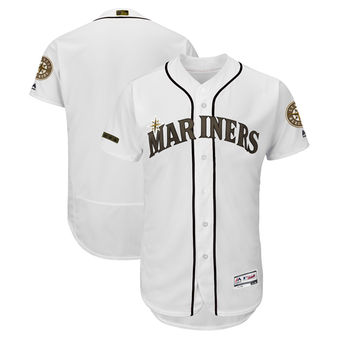 Personalized Men’s Seattle Mariners Majestic White 2018 Memorial Day Authentic Collection Flex Base Team Jersey