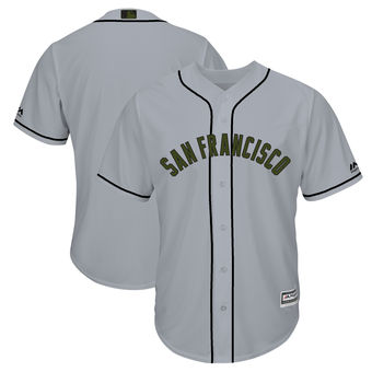 Personalized Men’s San Francisco Giants Majestic Gray 2018 Memorial Day Cool Base Team Jersey