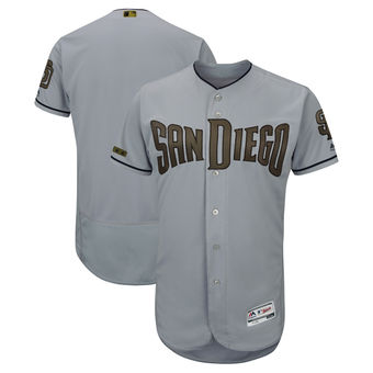 Personalized Men’s San Diego Padres Majestic Gray 2018 Memorial Day Authentic Collection Flex Base Team Jersey