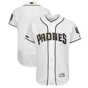 Personalized Men’s San Diego Padres Majestic White 2018 Memorial Day Authentic Collection Flex Base Team Jersey