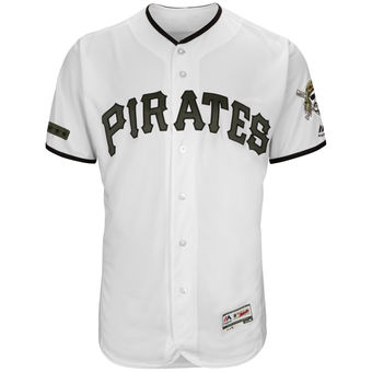 Personalized Men’s Pittsburgh Pirates Majestic White 2018 Memorial Day Authentic Collection Flex Base Team Jersey