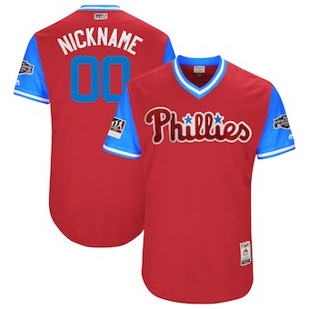 Personalized Men’s Philadelphia Phillies Majestic Scarlet 2018 MLB Little League Classic Authentic Flex Base Jersey