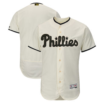 Personalized Men’s Philadelphia Phillies Majestic Cream 2018 Memorial Day Authentic Collection Flex Base Team Jersey